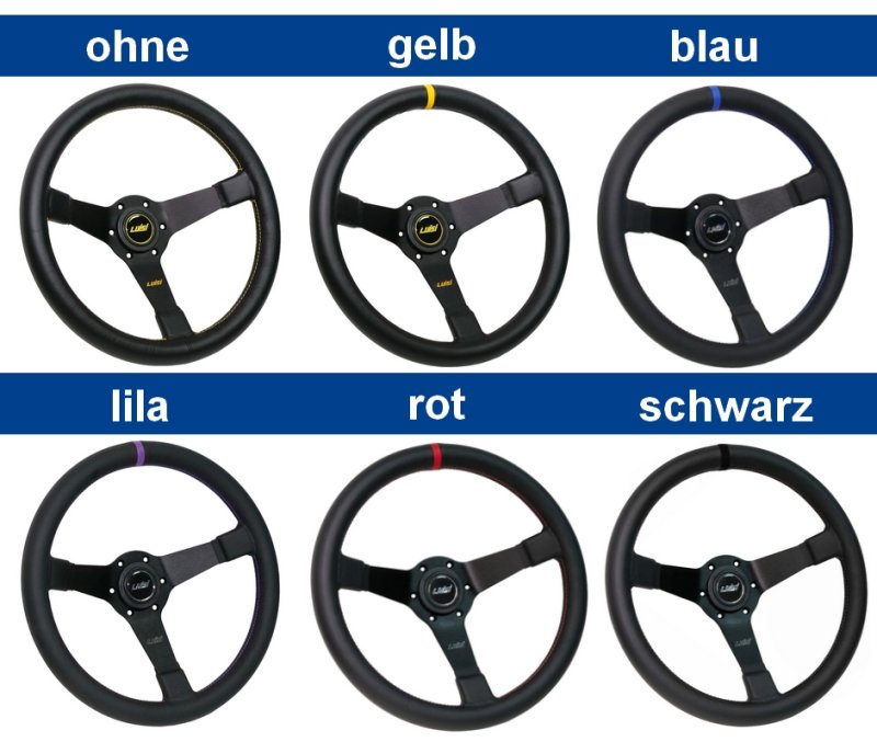 Set Luisi Mirage Sportlenkrad Leder schwarz geschüsselt & Nabe passend für Audi A4 1994-1997 W1409